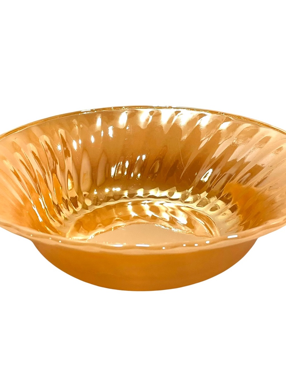 Vintage 1950s Fire King Peach Luster Swirl Pattern Vegetable Bowl Made in USA